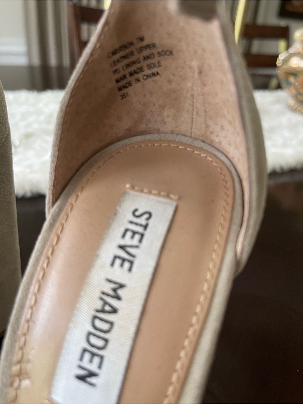 Steve Madden Taupe Suede Block Heel Sandals Size 7 - Picture 4 of 10